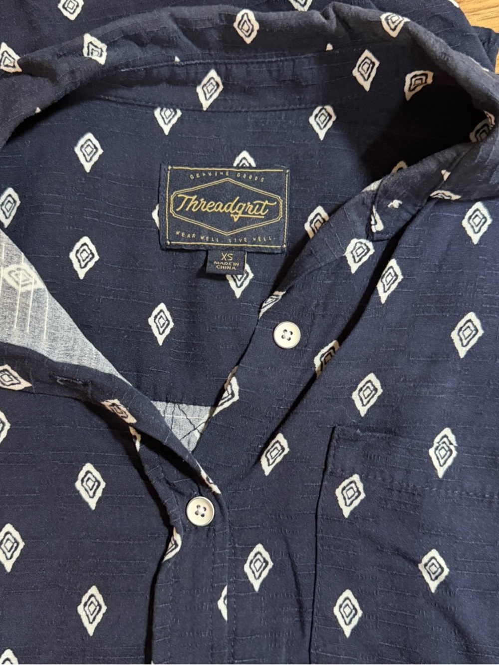 Navy Diamond-Print Women's Blouse